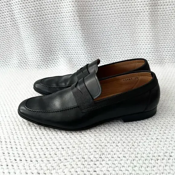 Magnanni MGN Black Leather Almond Toe Penny Loafer Dress Shoes Men 10 - Picture 4 of 10